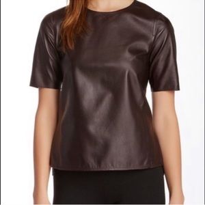 Vince Lamb Leather Short Sleeve Top Size XS